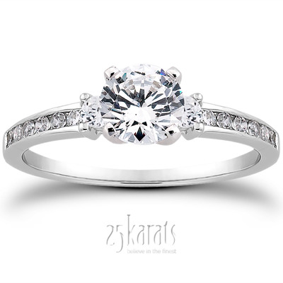 Three Stone Channel Set Diamond Bridal Ring (0.25 t.c.w.)