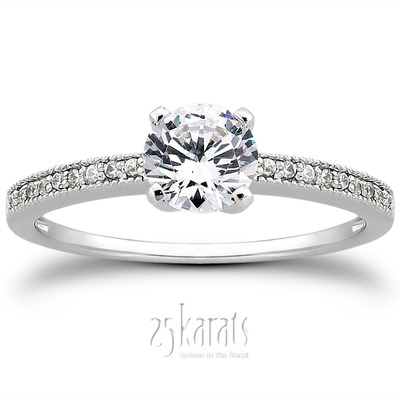 Pave Set Mill Grained Diamond Bridal Ring (0.09 t.c.w.)