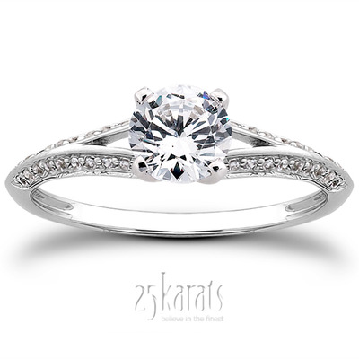 Pave Set Split Shank Diamond Bridal Ring (0.18 t.c.w.)
