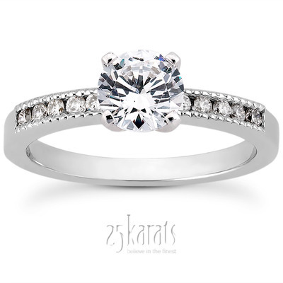 Mill Grained Channel Set Diamond Bridal Ring (0.15 t.c.w.)