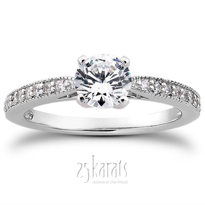 Classic Pave Set Cathedral With Mill Grained Edge Diamond Bridal Ring