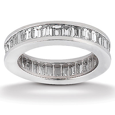 3.24 ct. tw. Baguette Cut Diamond Channel Set Eternity Wedding Band thumbnail 1