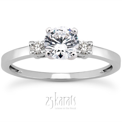 Basket Setting Three Stone Round Diamond Bridal Ring (0.10 t.c.w.)