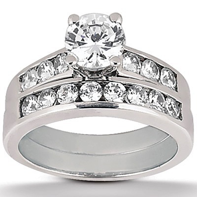 Channel Set Basket Center Diamond Bridal Ring thumbnail 3
