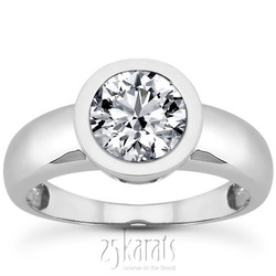 Bezel set Round Solitaire  Diamond Engagement Ring (1.50 ct.) thumbnail 1