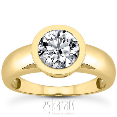 Bezel set Round Solitaire  Diamond Engagement Ring (1.50 ct.) - view 2