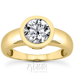 Bezel set Round Solitaire  Diamond Engagement Ring (1.50 ct.) thumbnail 2