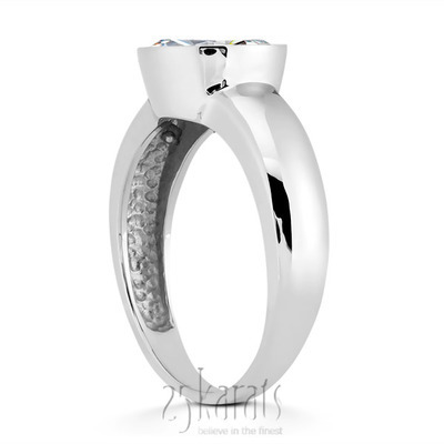 Bezel set Round Solitaire  Diamond Engagement Ring (1.50 ct.) thumbnail 3