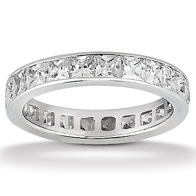 2.40 ct. Princesss Cut Channel Set Diamond Eternity Wedding Band 1 - view 1