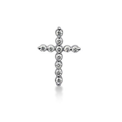 0.88ct Round Cut Diamond Cross Pendant - view 1
