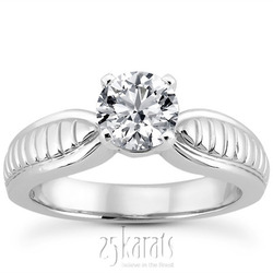 Engraved Solitaire Diamond Engagement Ring