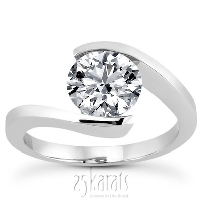 Round Cut Tension Setting  Solitaire Engagement Ring