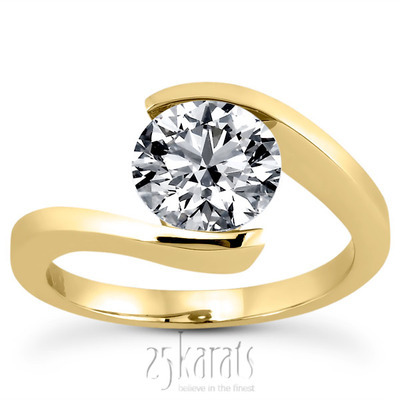 Round Cut Tension Setting  Solitaire Engagement Ring thumbnail 2