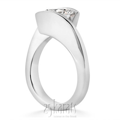 Round Cut Tension Setting  Solitaire Engagement Ring thumbnail 3