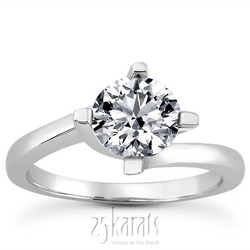 By Pass Prong Set Solitaire Diamond Engagement Ring