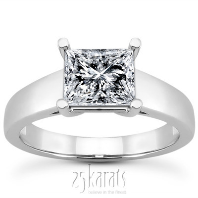 Princess Cut Solitaire Basket Center Engagement Ring  - view 1