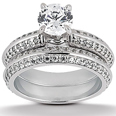 0.81 ct. Round Cut Bead Set Diamond Bridal Ring - view 3