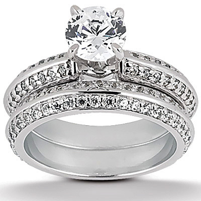 0.81 ct. Round Cut Bead Set Diamond Bridal Ring thumbnail 3