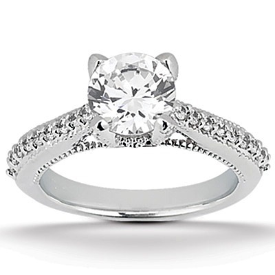 Round Cut Shared Prong Set Cathedral  Bridal Ring (0.31 ct. wt.)