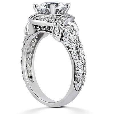 Fancy Bead Set Diamond Engagement Ring (1.46  ct. tw.) - view 3