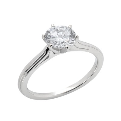 Engraved Six Prong Diamond Engagement Ring