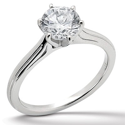Engraved Six Prong Diamond Engagement Ring thumbnail 1