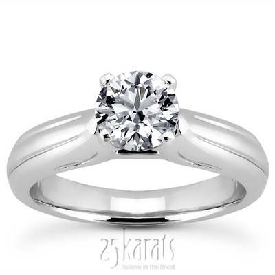 Engraved Six Prong Diamond Engagement Ring thumbnail 1