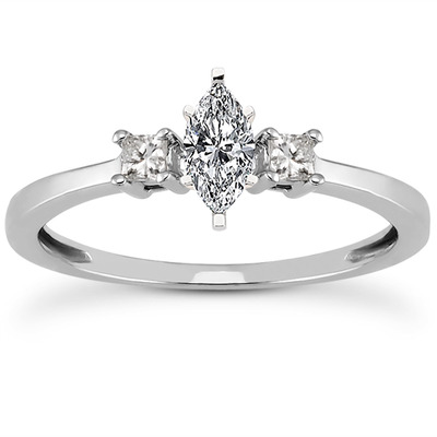 Three Stone Princess Cut Bridal Ring (0.10 t.c.w.) - view 19