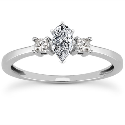 Three Stone Princess Cut Bridal Ring (0.10 t.c.w.) - view 17