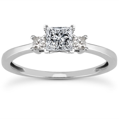Three Stone Princess Cut Bridal Ring (0.10 t.c.w.) - view 16