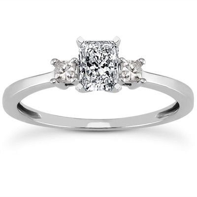 Three Stone Princess Cut Bridal Ring (0.10 t.c.w.) - view 1