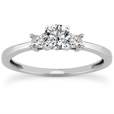 Three Stone Princess Cut Bridal Ring (0.10 t.c.w.) - view 14