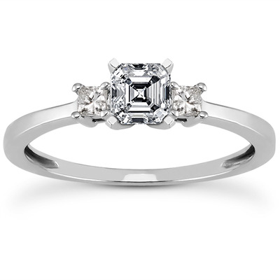 Three Stone Princess Cut Bridal Ring (0.10 t.c.w.) - view 13
