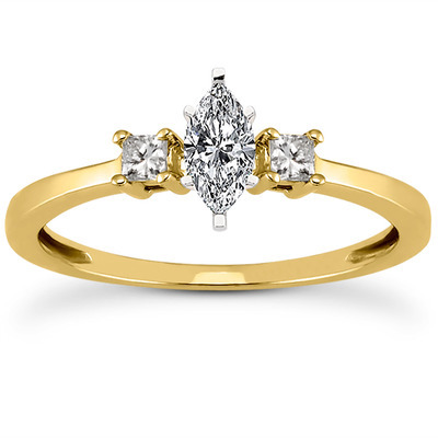 Three Stone Princess Cut Bridal Ring (0.10 t.c.w.) thumbnail 8