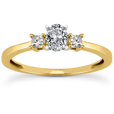 Three Stone Princess Cut Bridal Ring (0.10 t.c.w.) - view 7