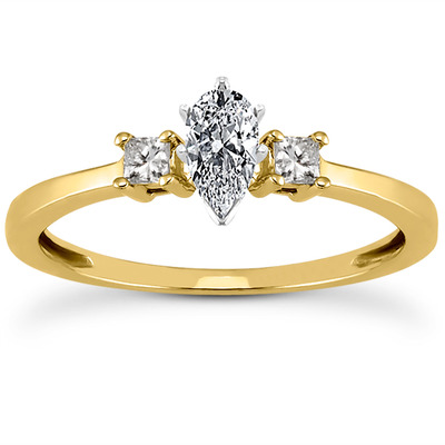 Three Stone Princess Cut Bridal Ring (0.10 t.c.w.) - view 6