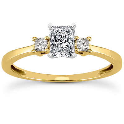 Three Stone Princess Cut Bridal Ring (0.10 t.c.w.) - view 4