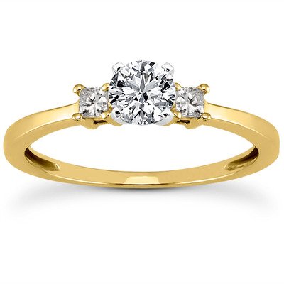 Three Stone Princess Cut Bridal Ring (0.10 t.c.w.) - view 3