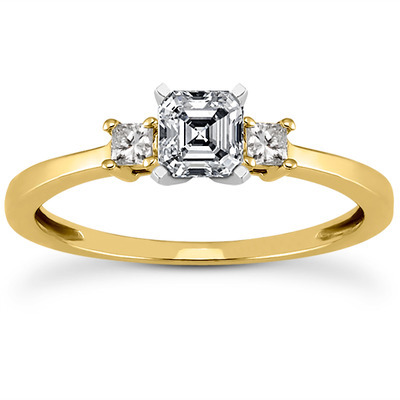 Three Stone Princess Cut Bridal Ring (0.10 t.c.w.) thumbnail 2