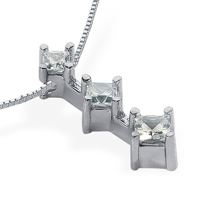 0.54ct Kite-Set Princess Cut Diamond Pendant - view 2