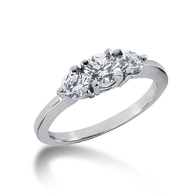 Round Cut Three Stone Prong Set Diamond Engagement Ring (1.00 ct.tw.)