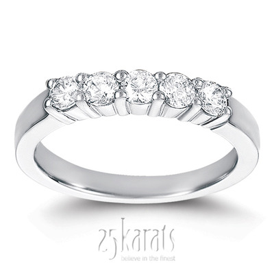 5 Stone Low Set Shared Closed Basket Diamond Band (0.60 ct. tw.)