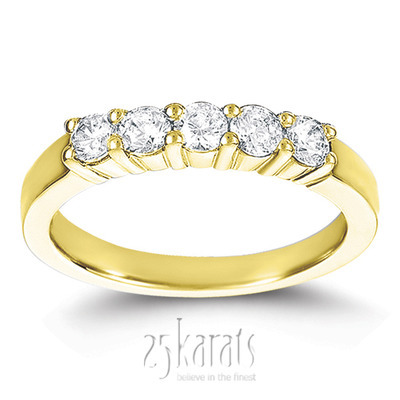 5 Stone Low Set Shared Closed Basket Diamond Band (0.60 ct. tw.) thumbnail 2