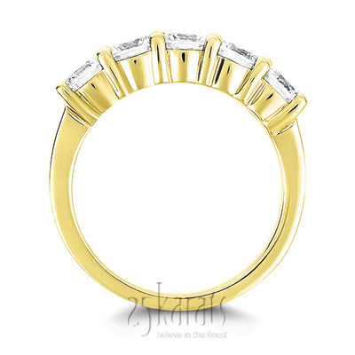 5 Stone Low Set Shared Closed Basket Diamond Band (0.60 ct. tw.) thumbnail 4