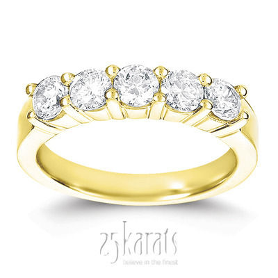 5 Stone Low Set Shared Closed Basket Diamond Band (1.00 ct. tw.) thumbnail 2