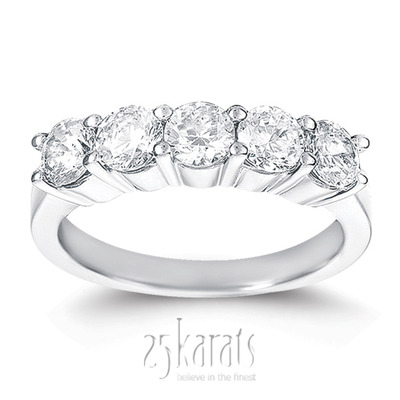 5 Stone Low Set Shared Closed Basket Diamond Band (01.25 ct. tw.)