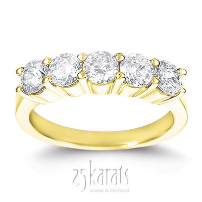 5 Stone Low Set Shared Closed Basket Diamond Band (01.25 ct. tw.) thumbnail 2