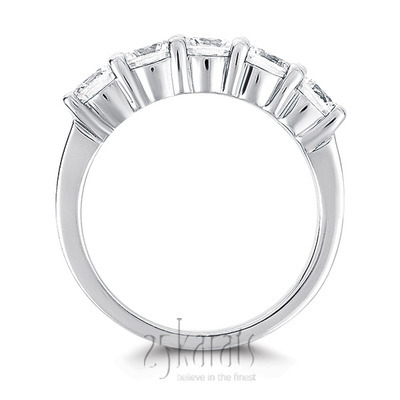 5 Stone Low Set Shared Closed Basket Diamond Band (1.50 ct. tw.) thumbnail 3