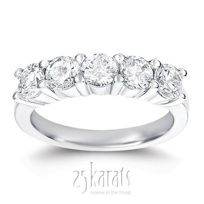 5 Stone Low Set Shared Closed Basket Diamond Band (2.00 ct. tw.)