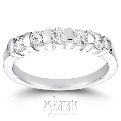 Bar Set Round Cut Diamond Anniversary Ring (1/2 ct. tw.) thumbnail 1